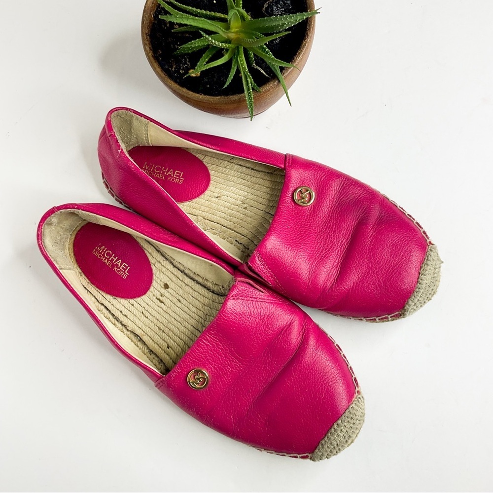 Michael Kors Hot Pink Leather Espadrille Flats 7.5